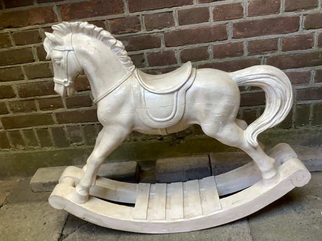 Massief houten houtsnijwerk paard hobbelpaard, Ophalen