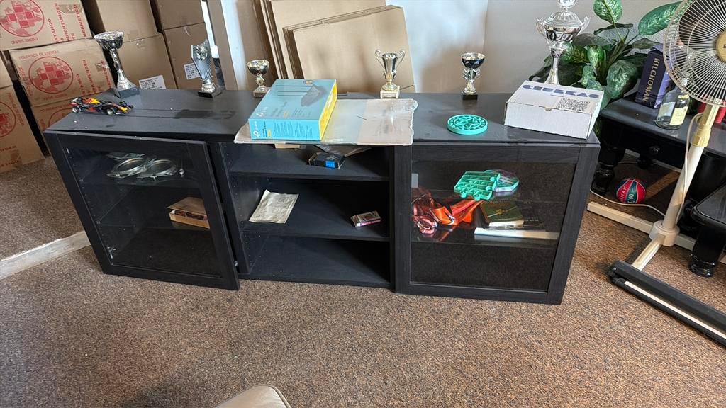 Tv kast met glazen deur, Huis en Inrichting, Woonaccessoires | Kisten, Ophalen, Minder dan 50 cm, 50 tot 75 cm, Glas