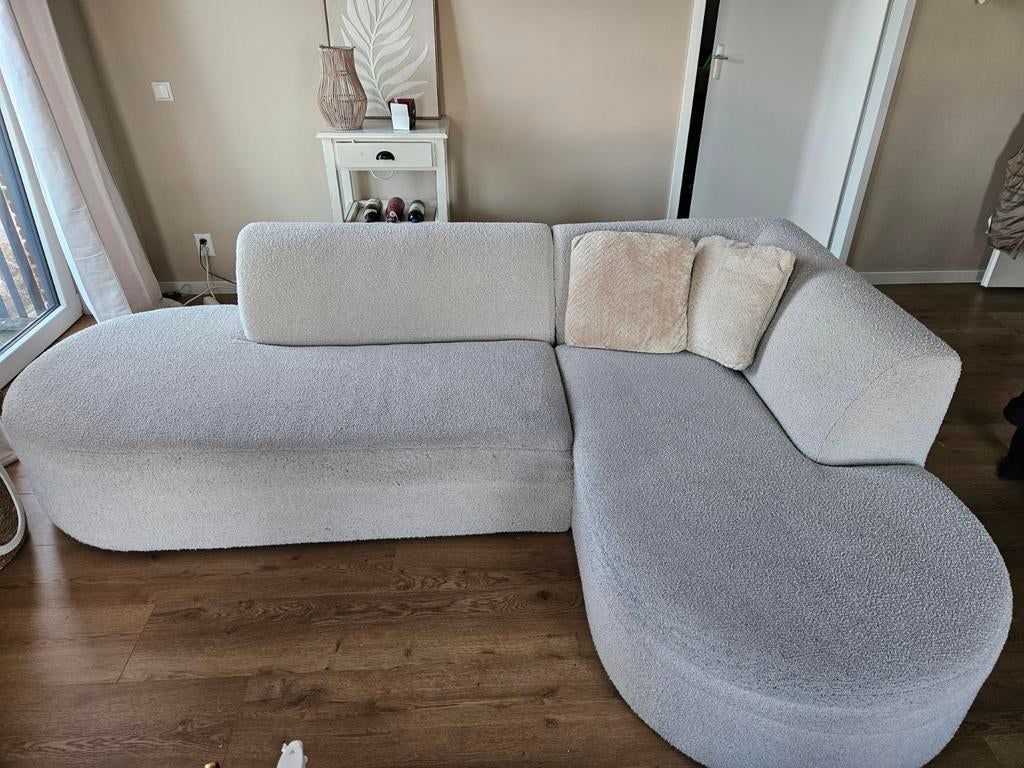 Witte/beige teddybank, 2 jaar oud, rook- en huisdiervrij, Huis en Inrichting, Ophalen, Gebruikt, Stof, Modern, Teddy, Bouclé