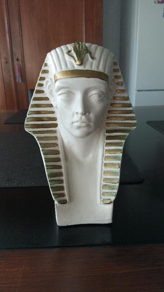 Borstbeeld Toetanchamon, Antiek en Kunst, Kunst | Beelden en Houtsnijwerken, Minder dan 20 cm, Buste, Ophalen of Verzenden, Steen of Keramiek