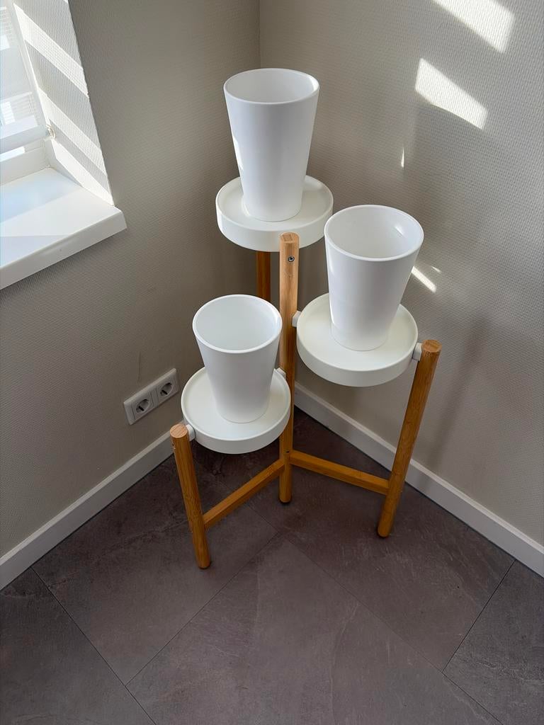 Stijlvolle plantenbak met 3 niveaus - wit/hout, Ophalen, Minder dan 60 cm, Zo goed als nieuw, Binnen