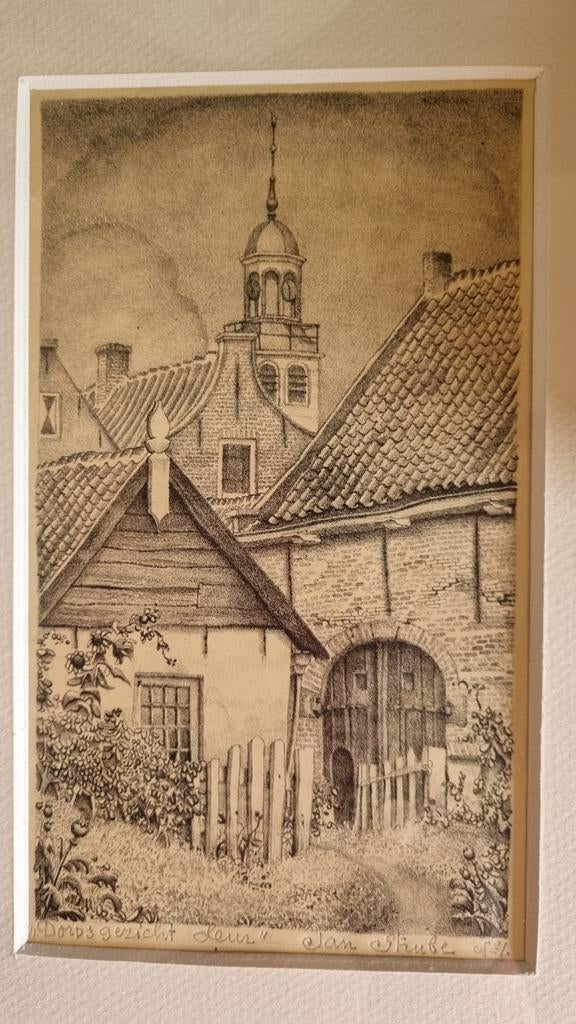 Jan Strube litho trouwkapel Leur 19x11 cm, Antiek en Kunst, Verzenden