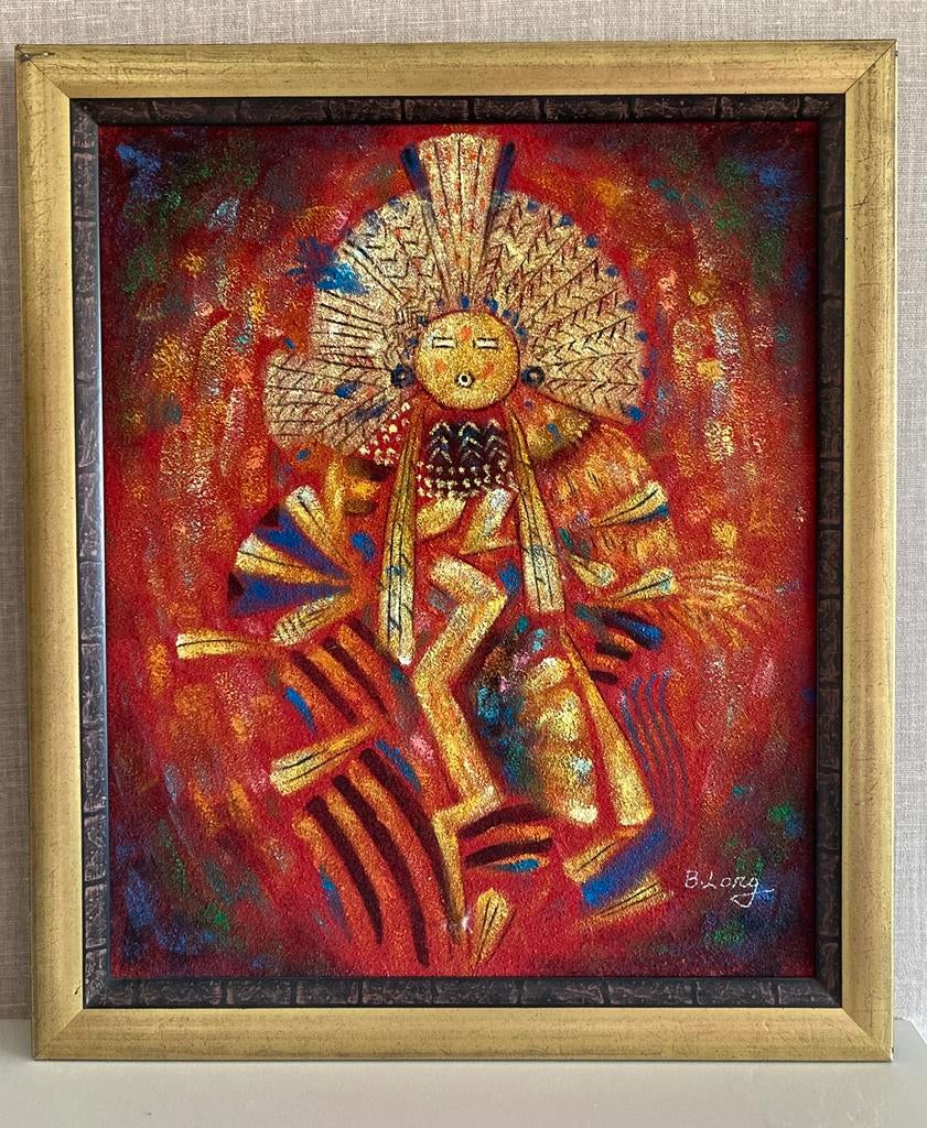 Kleurrijk schilderij 70 x 60 in mooie lijst, Ophalen