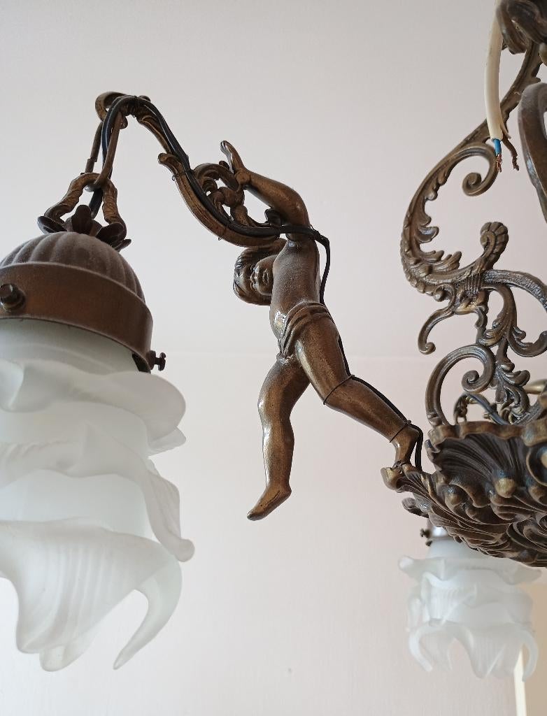 Hanglamp cupido engel, Huis en Inrichting, Lampen | Hanglampen, Gebruikt, 50 tot 75 cm, Glas, Metaal, Ophalen