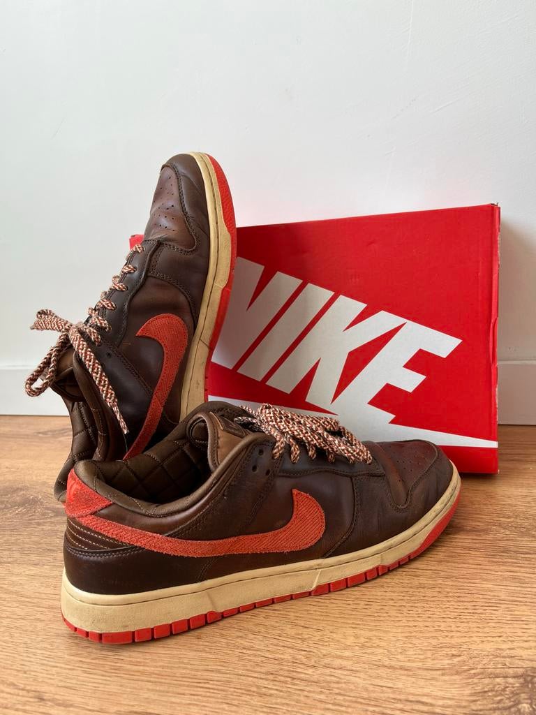 Nike Dunk Low Retro Light British Tan Picante Red - Maat 46, Kleding | Heren, Schoenen, Ophalen, Bruin, Sneakers of Gympen, Gedragen