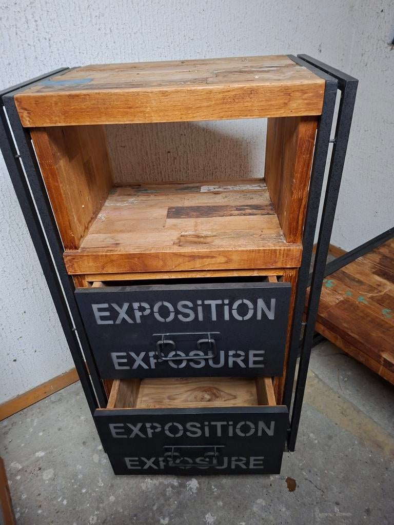 Industriële Kast met Lades - Hout en Metaal, Huis en Inrichting, Kasten | Overige, Ophalen, Gebruikt