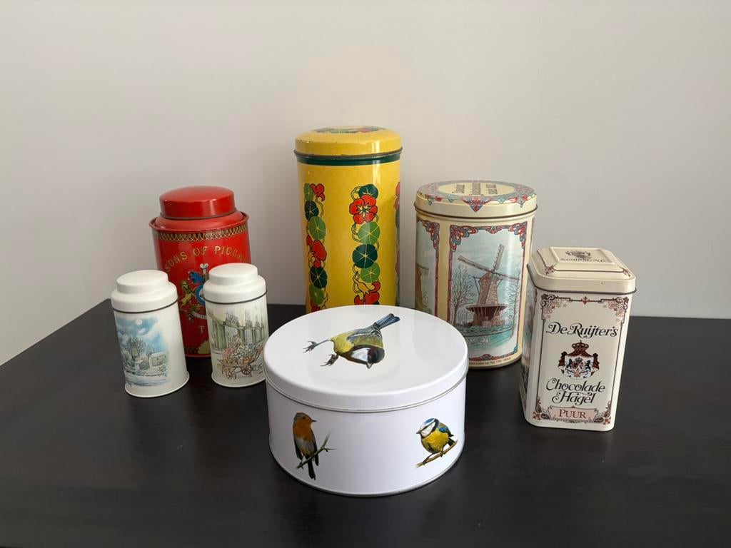 Partij met oa vintage blikken diverse, Verzamelen, Blikken, Ophalen of Verzenden, Zo goed als nieuw, Overige