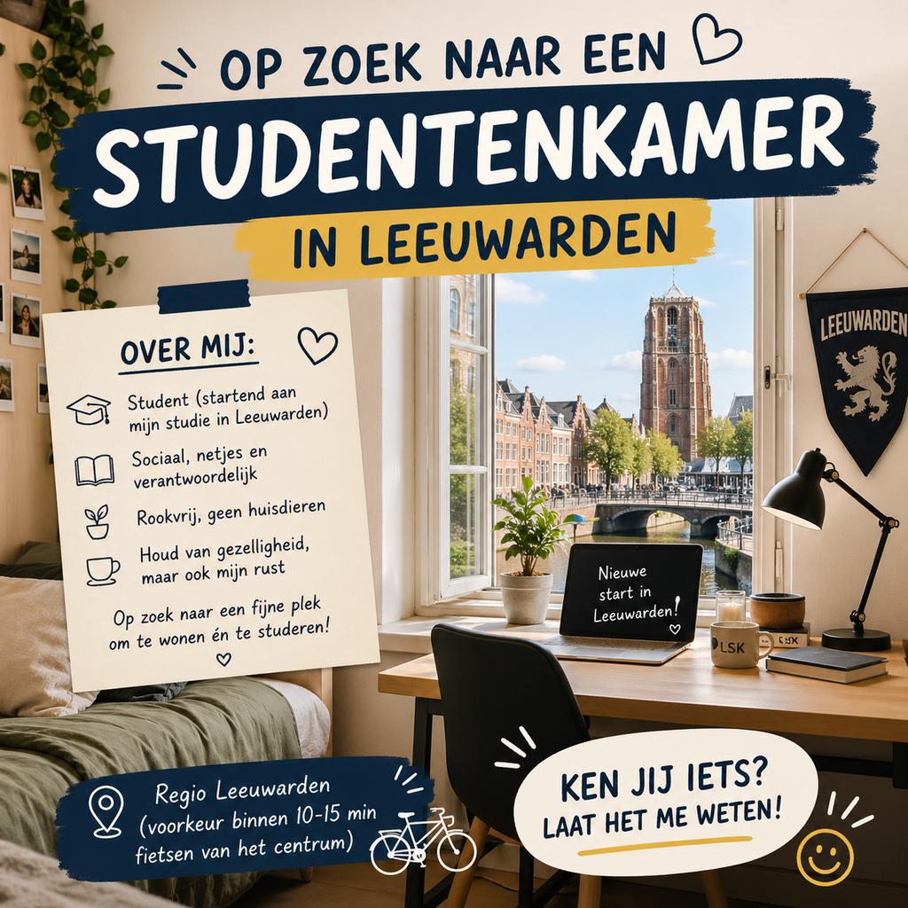 Studentenkamer in Leeuwarden gezocht