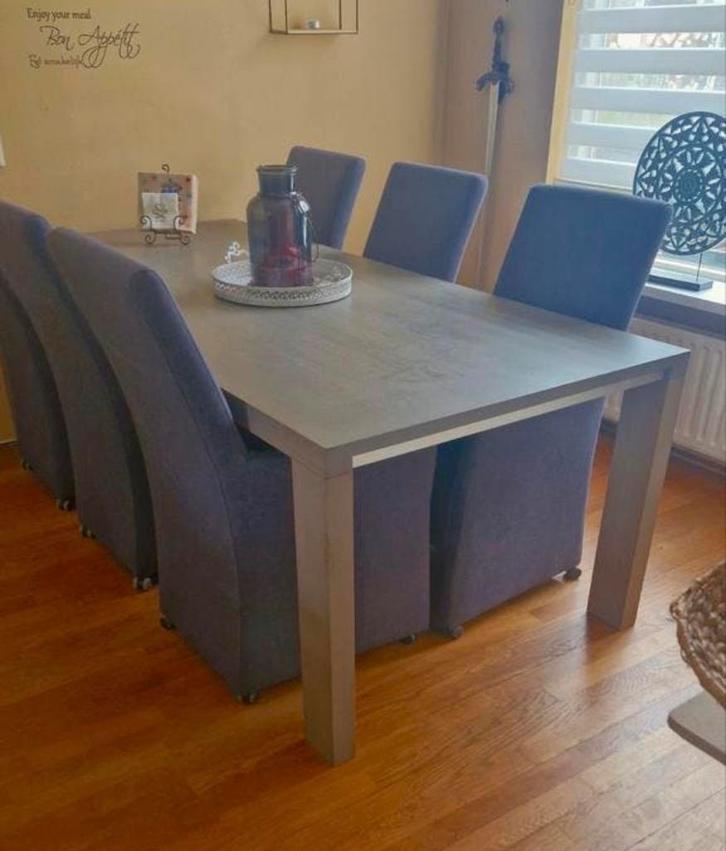 Eettafel met 6 stoelen - Zo goed als nieuw, Huis en Inrichting, Tafels | Eettafels, Zo goed als nieuw, Vijf personen of meer, Rechthoekig