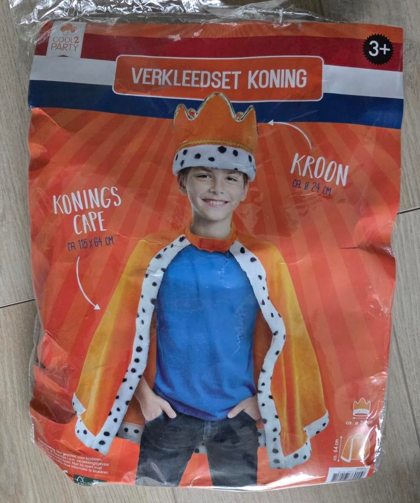 Verkleedset Koning - Cape en Kroon (3+), Kinderen en Baby's, Ophalen of Verzenden, Nieuw, Jongen of Meisje