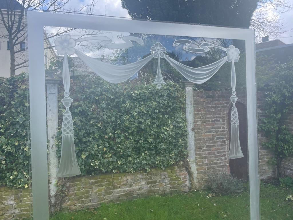 19e eeuw Groot Geëtst Raam Glas, Ophalen