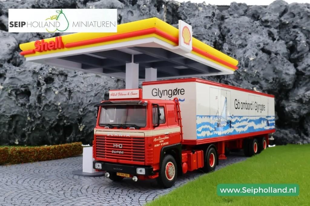 WSI Alfred Pedersen Scania 140 classic box trailer, Hobby en Vrije tijd, Modelauto's | 1:50, Info@seipholland.nl, NL, Nieuw, Ophalen of Verzenden