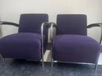 2 Leolux Scylla fauteuil met hokker, Huis en Inrichting, Ophalen, Leer, 75 tot 100 cm, Zo goed als nieuw