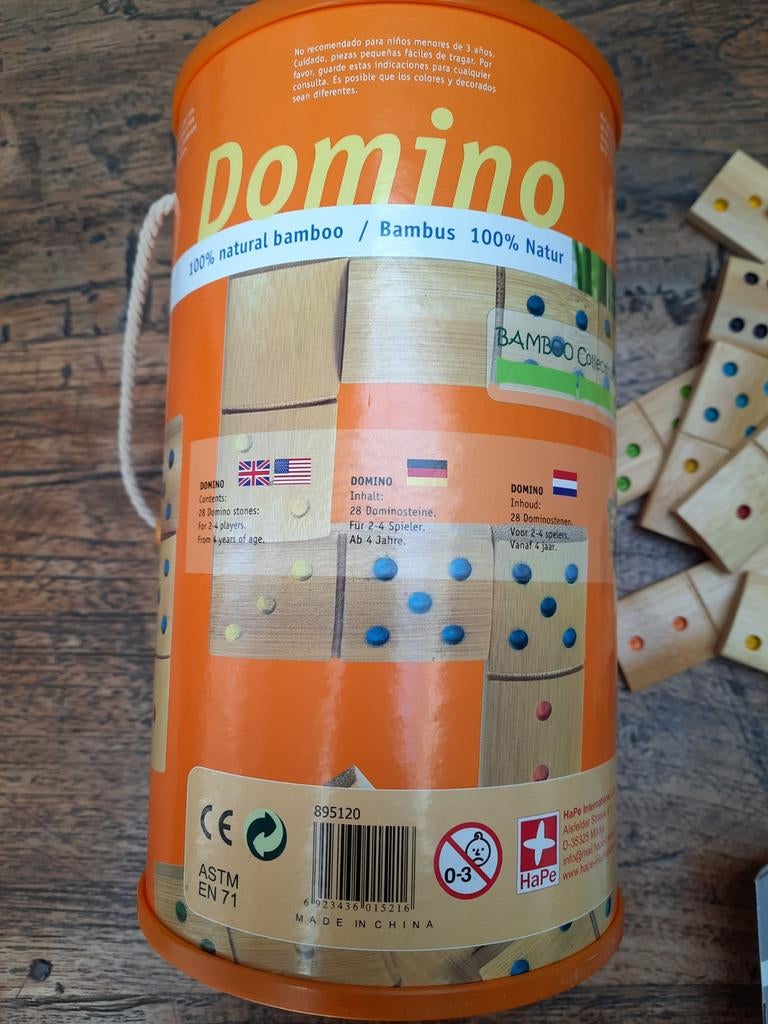 Hape Domino Bamboe Gezelschapsspel, Drie of vier spelers, Ophalen, Zo goed als nieuw, Hape