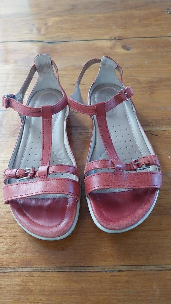 Ecco flash sandalen, rood leer, maat 38, Ecco, Zo goed als nieuw, Rood, Sandalen of Muiltjes