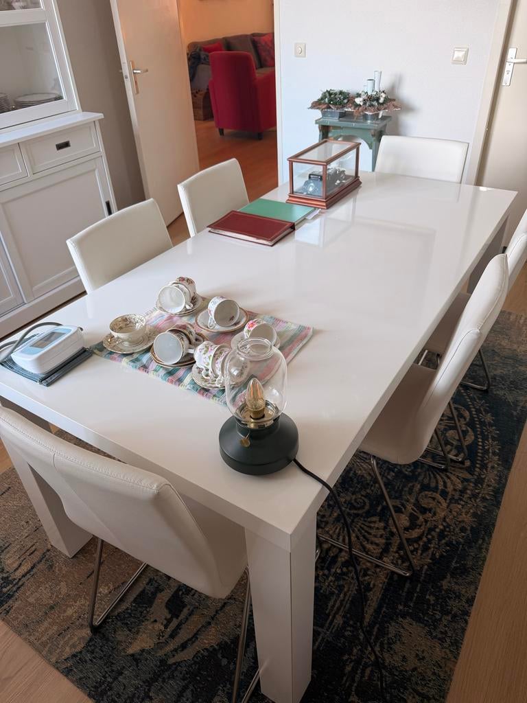 IKEA Eettafel met Stoelen - Complete Set, Ophalen, Kunststof, Gebruikt, 100 tot 150 cm