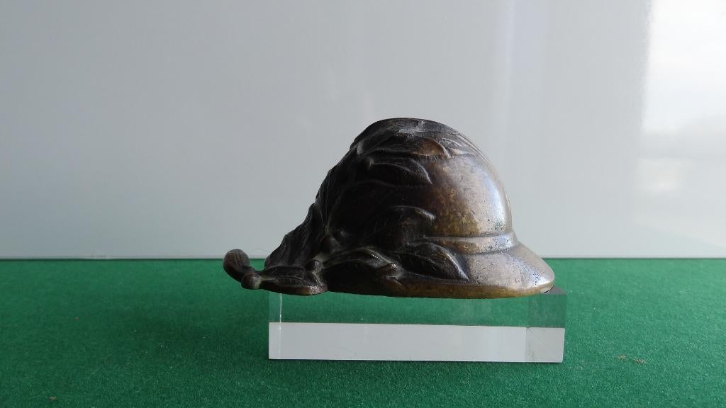 WWI - Presse Papier Helm België - Art deco, Ophalen of Verzenden, Brons