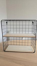 Zwart metaal wandrek met 2 houten planken, Huis en Inrichting, Woonaccessoires | Wandplanken en Boekenplanken, Ophalen, Gebruikt
