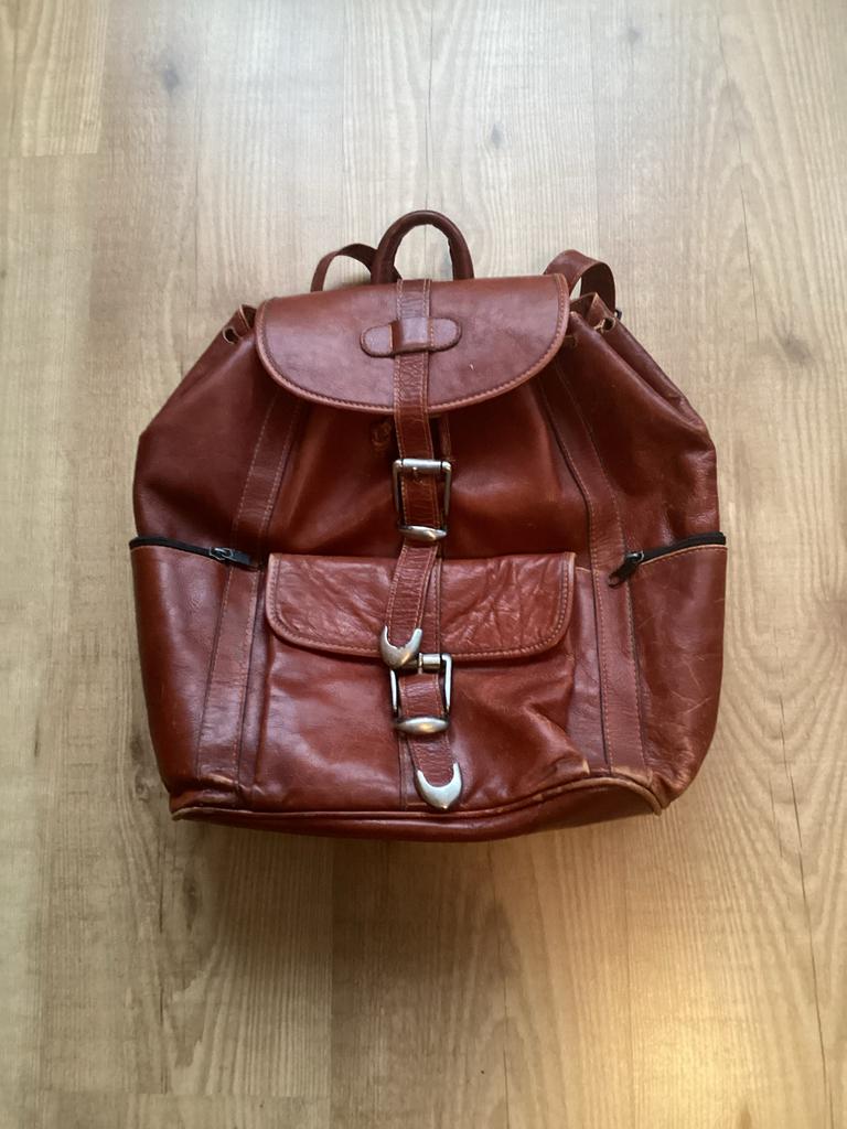 Leren rugzak - Vintage look als nieuw, Overige merken, 25 tot 40 cm, Ophalen of Verzenden, Zo goed als nieuw