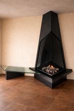 Moderne gashaard met glazen plaat, direct te plaatsen, Ophalen, Gebruikt, Inbouwhaard, Gashaard