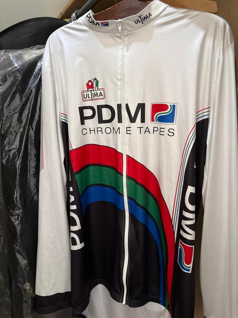 Vintage PDM Ultima Racefiets Windjack - Wit/Zwart, Gebruikt, Dames, Ophalen of Verzenden, XL