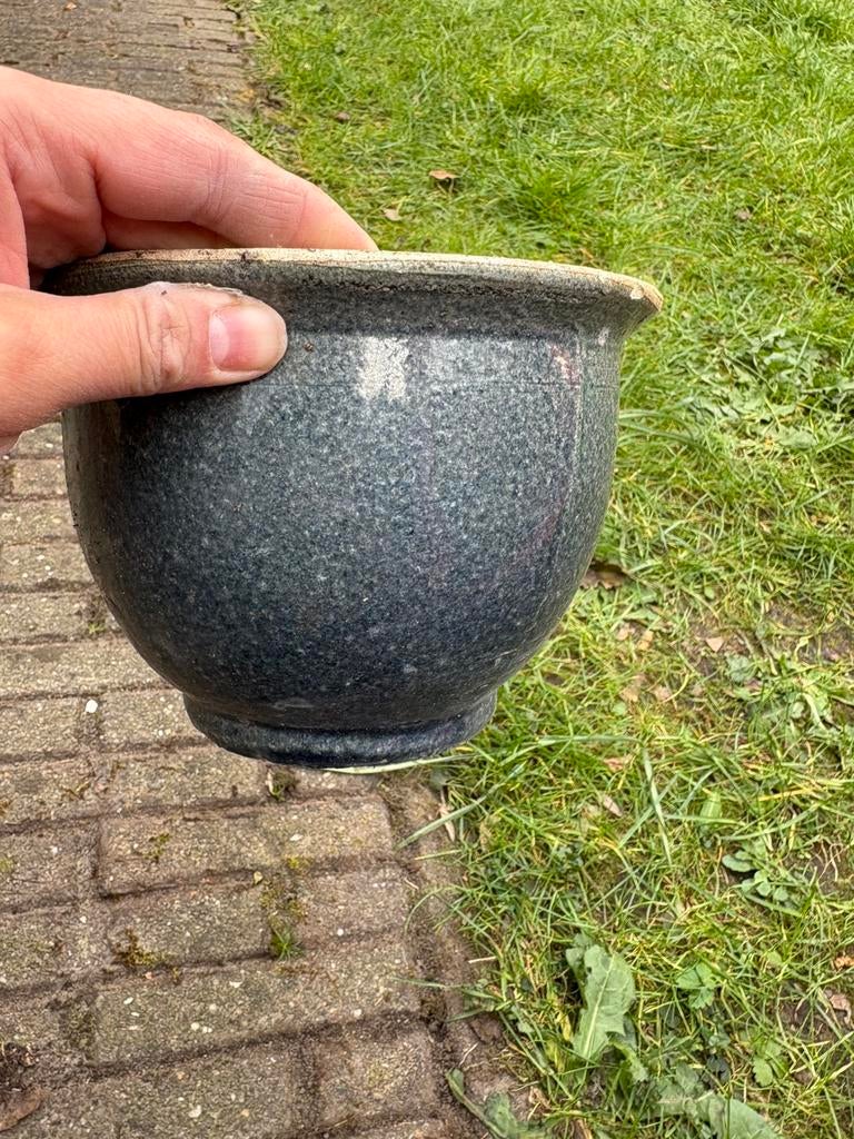 Retro potje blauw, Ophalen, Rond, Zo goed als nieuw, Aardewerk
