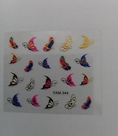 Velletje nagel water decals stickers FAM-344 vlinders roze, Verzenden, Nieuw, Toebehoren, Handen en Nagels