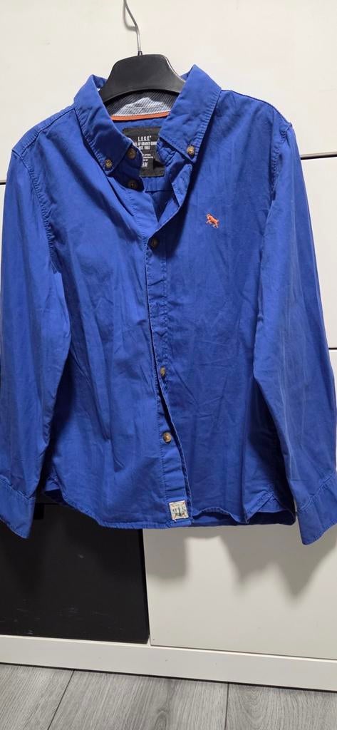 Jongens Blauwe blouse maat 134 - Zo goed als nieuw, Kinderen en Baby's, Kinderkleding | Maat 134, H&M, Overhemd of Blouse, Ophalen of Verzenden