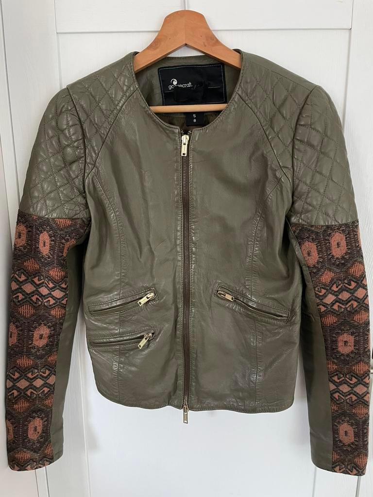 Goosecraft leren jas / biker jacket, Ophalen of Verzenden, Zo goed als nieuw, Maat 36 (S), Groen