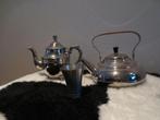 verzilverde theepot (ten) en theezakhouder en beker, Antiek en Kunst, Ophalen of Verzenden