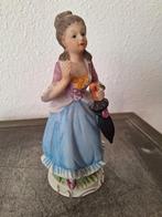 Vintage Porseleinen Beeldje Dame met Parasol, Verzamelen, Beelden en Beeldjes, Ophalen of Verzenden, Zo goed als nieuw, Mens