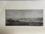 Zicht op molen en rivier - ets van Martin van Waning, Stadsgezicht, Gesigneerd, 13 cm, 1950 - 1999