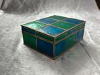 Vintage sieradendoosje met blauw en groen Capiz parelmoer, Antiek en Kunst, Ophalen of Verzenden
