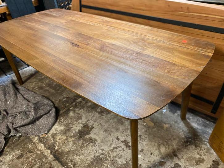 Retro Walnoot Houten Tafel - afgeronde hoeken Frida, Huis en Inrichting, Tafels | Eettafels, Nieuw, 100 tot 150 cm, 200 cm of meer
