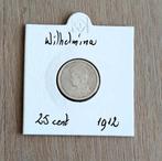 Zeer fraaie 25 cents munt Kon. Wilhelmina 1912, Zilver, Postzegels en Munten, Munten | Nederland, Zilver, Koningin Wilhelmina