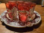 Dienblad met 6 glaasjes, Oosterse stijl, Cranberry. Turkse T, Ophalen of Verzenden, Gebruikt