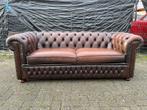 Engels Chesterfield bank bruin gevlamd GRATIS BEZORGD!, Huis en Inrichting, Ophalen of Verzenden, Gebruikt, 75 tot 100 cm, Leer