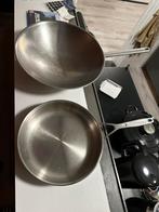Demeyere pan 28cm + deksel + wokpan 36cm - Zo goed als nieuw, Ophalen, Inductieplaat, Zo goed als nieuw, Rvs