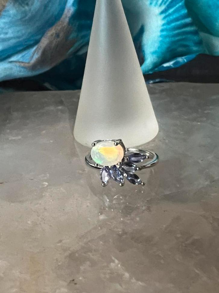 Tanzaniet edelopaal opaal beschermt geluk magie uniek, Sieraden, Tassen en Uiterlijk, Ringen, Nieuw, Dame of Heer, 17 tot 18, Blauw