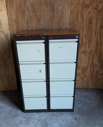  2x Industriële 4 ladekasten vintage archiefkast Mibra	 beschikbaar voor biedingen