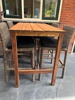 Houten bartafel  met 4 stoelen, Tuin en Terras, Ophalen of Verzenden, Gebruikt, Hout, 4 zitplaatsen