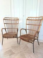 Vintage rotan fauteuils stoelen jaren 50 60 boho, Huis en Inrichting, Stoelen, Ophalen, Gebruikt, Twee, Bruin