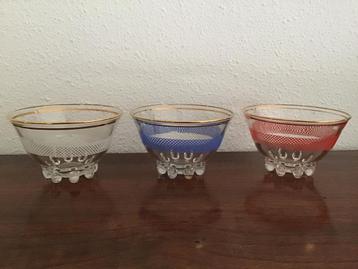 3 glazen vintage Reims dessert schaaltjes / bowl kommetjes. beschikbaar voor biedingen