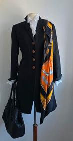 Scapa lange blazer/ koetsiersjas zwart linnen 40, Pauw Scapa, Verzenden, Zwart, Zo goed als nieuw