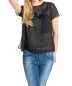 Esprit zwarte glanzend blouse top met satijnen delen maat 36, Zwart, Nieuw, Ophalen of Verzenden, Maat 36 (S)