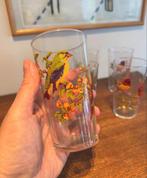 Vintage limonadeglazen vogels, Ophalen, Zo goed als nieuw, Frisdrankglas