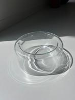 Space age vintage dubbelwandige glazen schaal - Functionals, Ophalen, Gebruikt, Rond, Glas