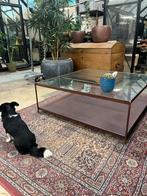 Stalen Salontafel met Glasplaat - Plantentafel, Ophalen, Gebruikt, 50 tot 100 cm, 100 tot 150 cm