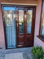 Merbau voordeur met geslepen glas, Doe-het-zelf en Verbouw, Deuren en Horren, Ophalen, 80 tot 100 cm, 200 tot 215 cm, Buitendeur