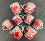 8 AH mokken met  leuk bloemmotief (rozen), (2 maten), Ophalen of Verzenden, Overige stijlen, Kop(pen) en/of Schotel(s)